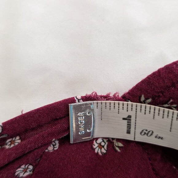 AEROPOSTALE Top Women's S Burgundy Floral Corset Babydoll Pullover Long Sleeve - Picture 16 of 16